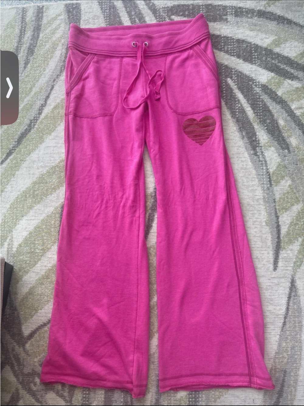 Vintage Y2K Rare Victoria's Secret PINK Low Rise Wide Leg Heart Sweatpants Large